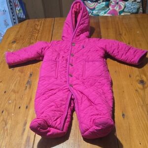 Ralph Lauren Bright Pink Baby Snowsuit Sz 6 M